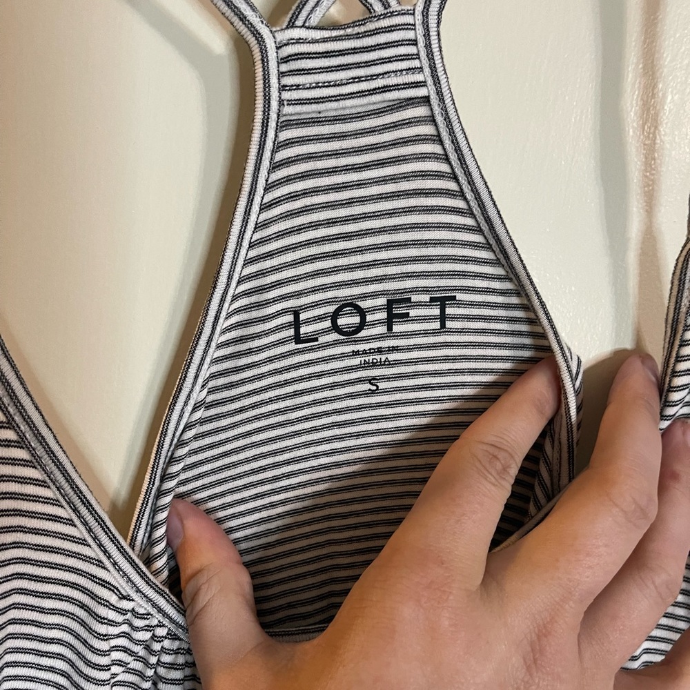 Loft brand stripped tank.  Black/ gray and white - Picture 2 of 3